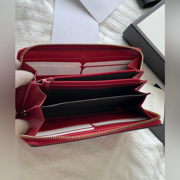 Gucci leather Sylvie zippy around wallet (red) - Picture 6 of 17